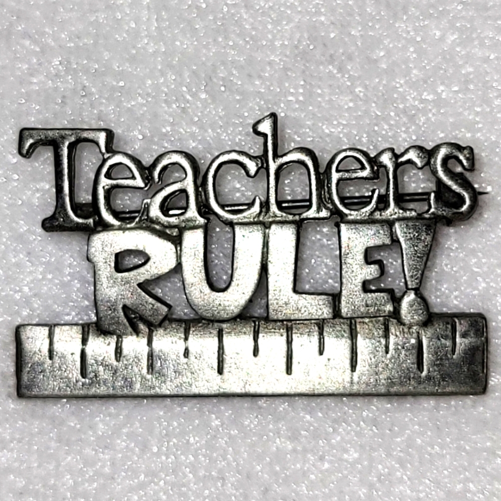 New Darling Teachers Rule! Ruler Teacher Appreciation Gift Pewter Brooch / Pin